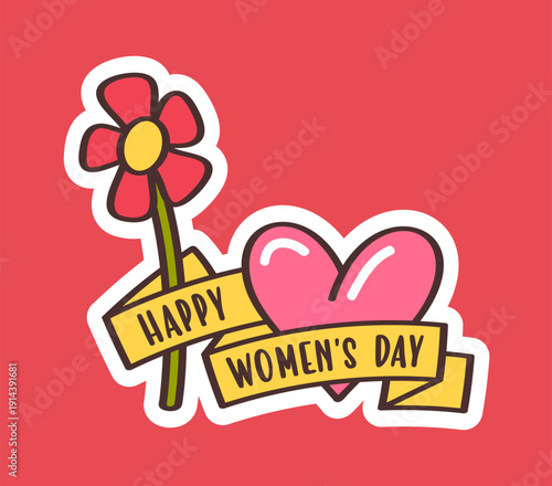 Happy Women Day sticker design