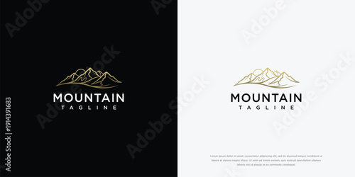 Golden Mountain Logo Design - Minimalist Luxury Vector Icon for Travel  Outdoor Brands.