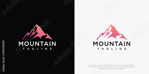 Modern Mountain Logo Design with Gradient Colors – Peak Adventure Travel Outdoor Branding Symbol.