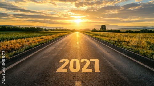 Road to the Future with Sunset and Numbers for 2027