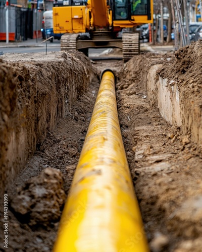 Excavation Work with Heavy Machinery in Urban Environment