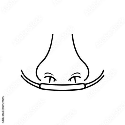 Nose with oxygen tube line icon vector on a white background
Vector line icon