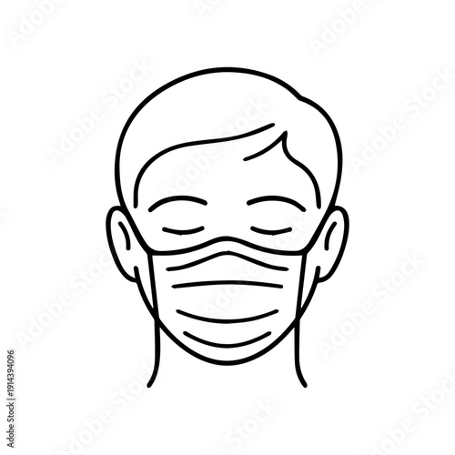 A face in a medical mask line icon vector on a white background
Vector line icon