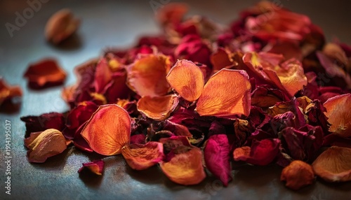 Dried Petals Rose Old Potpourri Natural Orange Red Background Floral Flower Closeup Aromatic Plant Spa Aged Dehydrated Pieces Expired Healthy Decomposing Perfume Lifeless Rust
