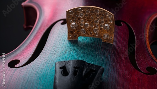 Violin Bridge and Body With Colorful Wood Pattern During Instrument Setup