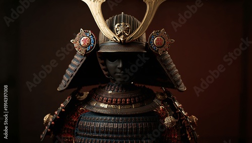 Samurai Armor Displayed in a Dark Room Showcasing Intricate Design and Detail for Viewers