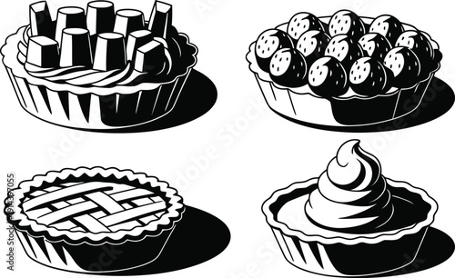 Set of delicious sweet pie and tart icon  vector illustration