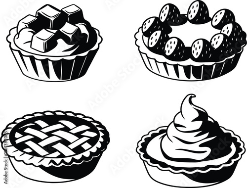 Set of delicious sweet pie and tart icon  vector illustration