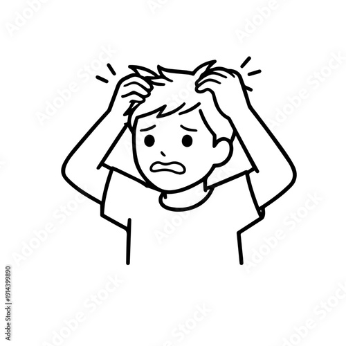 man pulls his hair line icon vector on a white background
Vector line icon