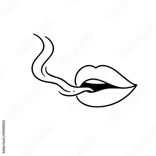 Mouth smoke line icon vector on a white background
Vector line icon
