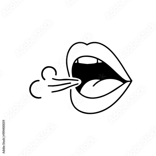 The mouth coughs line icon vector on a white background
Vector line icon