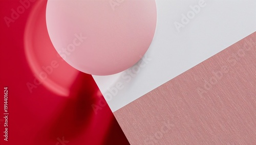 Design With Red and Pink Shapes on a White Surface in a Modern Setting