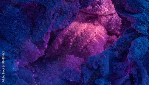 Colorful Formations in a Close-Up View of Mineral Structures With Bright Purp...
