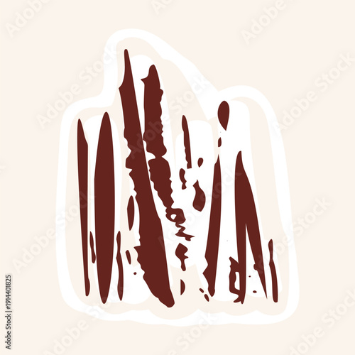 Organic abstract hand drawn textured effect accent illustration. Isolated flat vector motif with grunge broken scratched flecked texture design for urban modern stylised sticker icon element