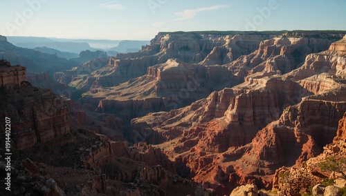 View of the Grand Canyon During the Early Morning Light With Shadows on Rock ...