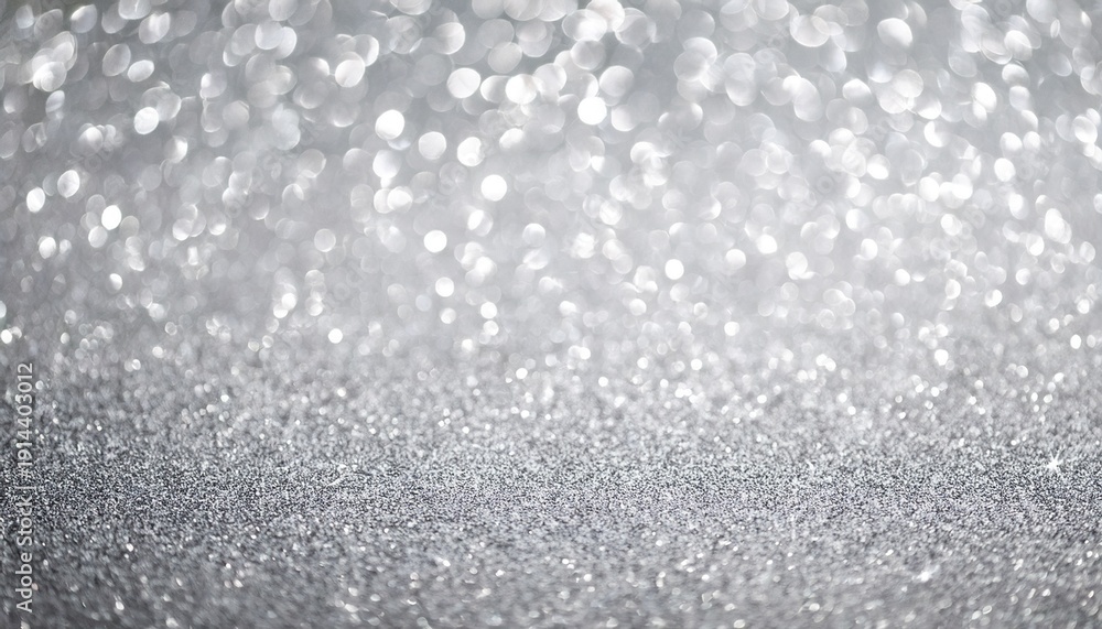 Obraz premium Bright Grainy Silver White Glitter Texture Shiny Blink Sparkles Abstract Festive Background