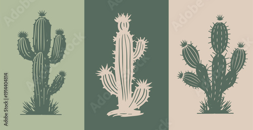 Cactus set hand drawn illustrations
