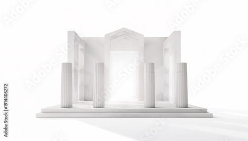 White Marble Structure With Pillars and an Open Entrance in a Simple Setting