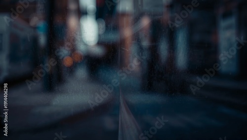 City Streets Filled With People Walking in the Evening With Blurred Lights an...