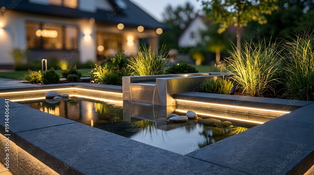 Obraz premium Fountain with LED Soft Evening Glow