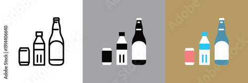 缶と瓶とペットボトルアイコン