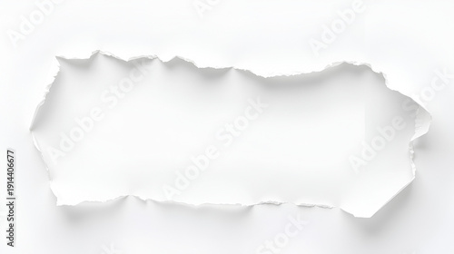 Torn paper with holes with torn edges revealing transparent background, realistic paper tear frame isolated on white.