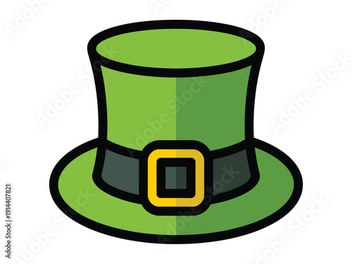 Leprechaun hat is a festive green accessory with a golden.