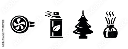 Air fresheners and aromatherapy icons, flat vector illustration