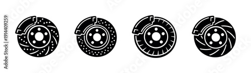 Car brake discs set, flat vector illustration