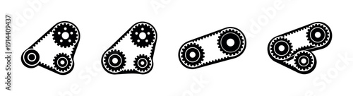 Gear mechanisms and cogs in motion, flat vector illustration