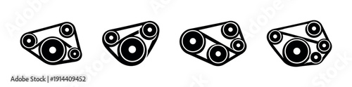 Set of different car engine belt designs, flat vector illustration