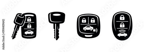 Car keys and remote controls, flat vector illustration