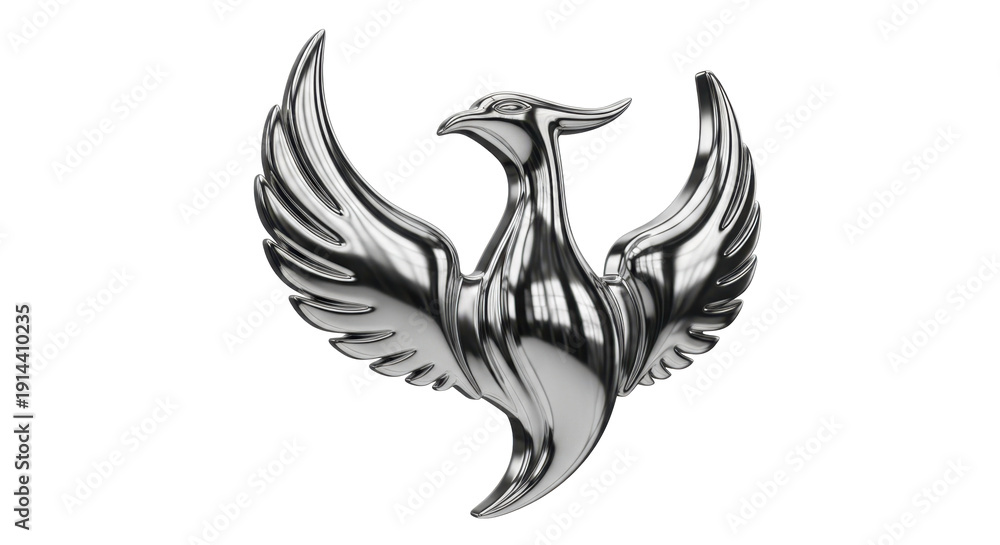 Fototapeta premium Chrome Phoenix Rising Emblem