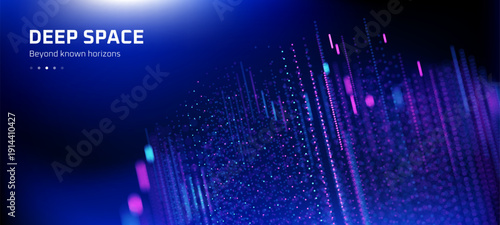 Abstract deep space vector background with blue and purple lines. Technology concept for digital data visualization.
