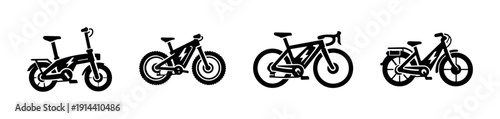 Set of electric bikes in different styles, flat vector illustration