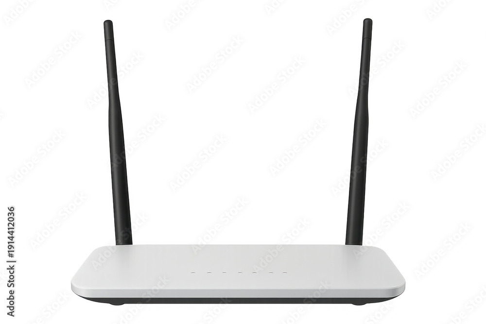 Fototapeta premium White wireless wi-fi internet router with antennas