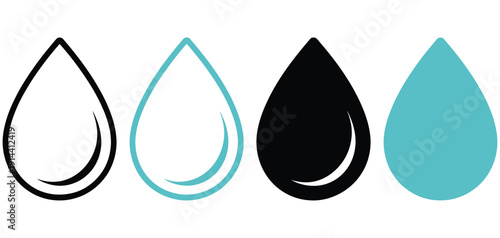 Water drop icon design in blue and black color stroke, vector illustration ideal for hydration, ecology, environmental protection, plumbing services, water supply branding