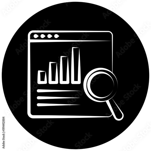 Analytics Icon Button, Mini Illustration For Modern Concept, Ui, Ux Web And App Development. Related To Seo And Online Marketing.