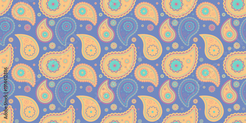 Greeting geometry of victorian blossom. Classic idea of paisley retro. Decor ornamental of elegant repetition.