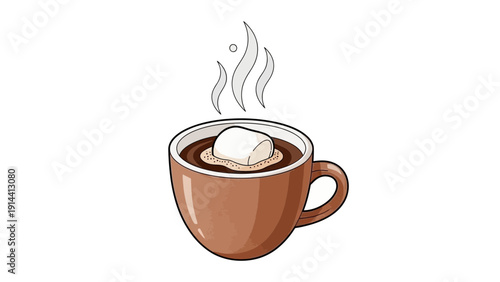 Steaming Hot Cocoa Mug Icon for Winter Warmth and Comfort.