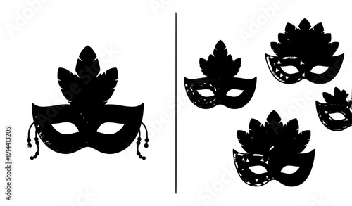 "Colorful Mardi Gras Carnival Mask Set, isolated on transparent background"