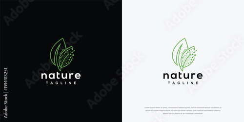 Nature Leaf Logo Green Organic Eco Plant Outline Design Symbol.