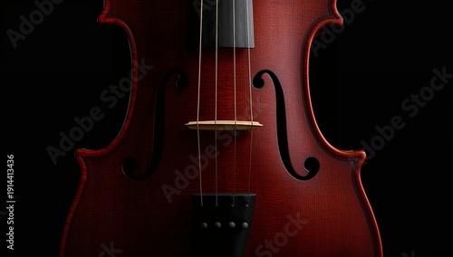 Violin With Strong Wood Grain and Detailed Features in a Dark Setting