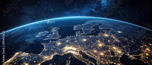 Stunning View of Europe from Space with Night Lights