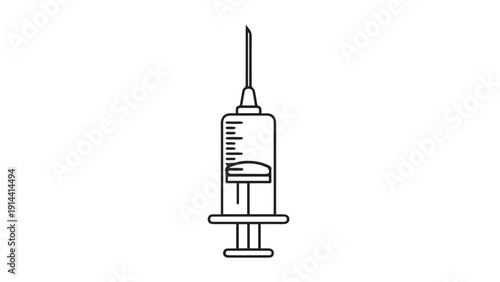 Medical syringe illustration showing a needle and plunger for injections.
