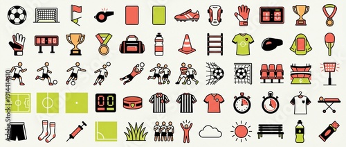 Wallpaper Mural Collection of sports icons representing various activities and elements associated with different sports Torontodigital.ca