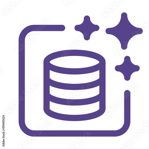 Synthetic data ai generator icon. Minimal outline design representing AI-driven data creation, machine learning, analytics, and digital technology concepts.