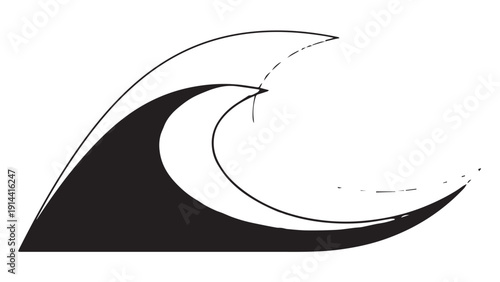 Stylized black and white wave swoosh design for logos and graphic elements.