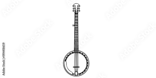 banjo line art silhouette
