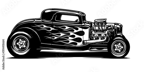illustration of a vintage hot rod car
